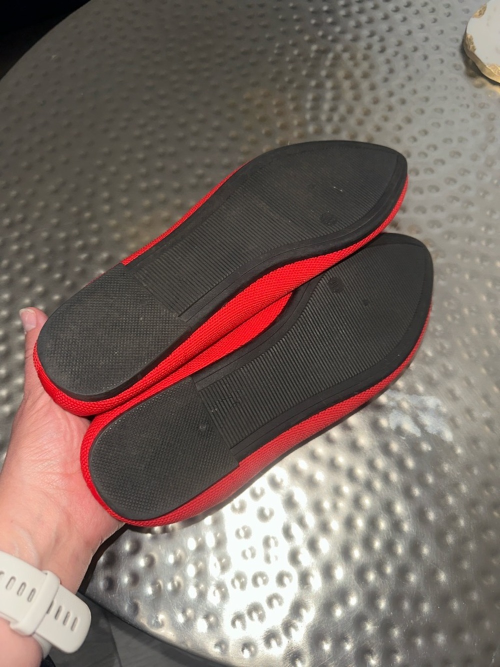 Women’s Red Pointed Toe Knit Ballet Flats size 40.5 - Picture 3 of 4